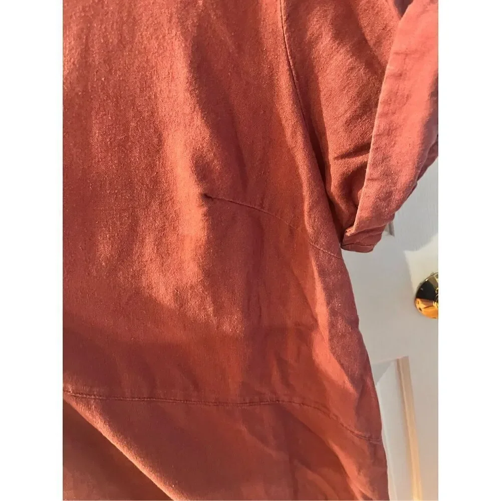 Ellos Burgundy Sunwashed Linen Blend Lagenlook Top sz 2X 26/28 - Picture 8 of 10